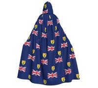 DUWAA Flag of the Turks and Caicos Islands print Cloak With Hood Unisex Medieval Cloak Wizard Robe Renaissance Cape Halloween Costume Cosplay
