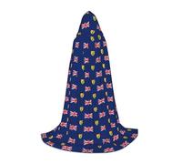 DUWAA Flag Of The Turks And Caicos Islands Print Halloween Hooded Cloak Cape Medieval Style For Christmas Party, Cosplay Masquerade Costumes