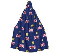 DUWAA Flag of the Turks and Caicos Islands print Halloween Hooded Robe Cloak for Adult Men Women Wizard Vampire Knight Fancy Cool Cape Costume