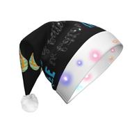 DUWAA Flip Flops Calligraphy Beach Shoes Print Light Up Christmas Hat With 3 Blinking Color, Adults Led Soft Faux Santa Cap For Party