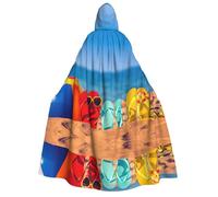 DUWAA Flip-Flops on a Sandy Beach print Cloak With Hood Unisex Medieval Cloak Wizard Robe Renaissance Cape Halloween Costume Cosplay