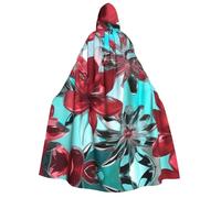 DUWAA flower stained glass print Men's Cosplay Cloak Robe Costume Halloween Hooded Uniform Medieval Cloak Wizard Robe