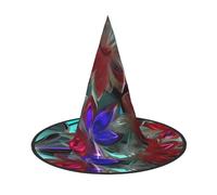 DUWAA Flower Stained Glass Print Witch Hat, Wizard Hat Cosplay Accessories For Halloween Costume Party Masquerade Carnivals-3pcs
