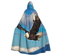 DUWAA Flying Eagle Print 59inch Carnival Cape, Unisex Adult Hooded Cloak For Halloween Witch Vampire Wizard Cosplay