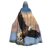 DUWAA Flying Eagle Print 59inch Carnival Cape, Unisex Adult Hooded Cloak For Halloween Witch Vampire Wizard Cosplay