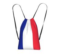 DUWAA French Flag Print Drawstring Backpack Foldable String Bag Cinch Bag Beach Bag Travel Backpack Anti Tear Gym Bag