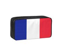 DUWAA French Flag Print Large Capacity Pencil Case Pencil Pouch with Zipper Portable Pen Case for Office Travel Makeup