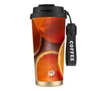 DUWAA Fresh Orange Fruit Print Stainless Steel Insulated Travel Coffee Mug, Camping Mug,Coffee Tumbler For Men Women