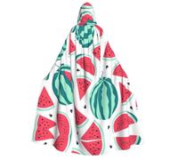 DUWAA Fruits Watermelon print Men's Cosplay Cloak Robe Costume Halloween Hooded Uniform Medieval Cloak Wizard Robe