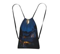 DUWAA Full Moon In Night Print Drawstring Backpack Foldable String Bag Cinch Bag Beach Bag Travel Backpack Anti Tear Gym Bag