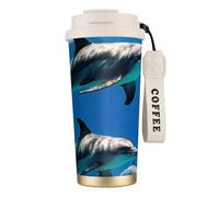 DUWAA Funny Animal Dolphin Print Stainless Steel Insulated Travel Coffee Mug, Camping Mug,Coffee Tumbler For Men Women