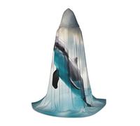 DUWAA Funny Dolphin Looking At You Print Medieval Cloak Wizard Robe Cloak With Hood Renaissance Cape Halloween Costume Cosplay Prop