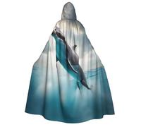 DUWAA Funny Dolphin Looking at You print Men's Cosplay Cloak Robe Costume Halloween Hooded Uniform Medieval Cloak Wizard Robe