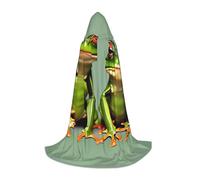 DUWAA Funny Green Frogs 1 Print Medieval Hooded Cloak with Hood Renaissance Cape Adult Halloween Cosplay Robe Wizard Costume, Black, S