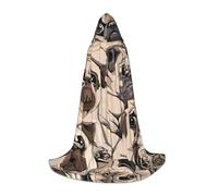DUWAA Funny Pug Pattern Print Halloween Hooded Cloak Cape Medieval Style For Christmas Party, Cosplay Masquerade Costumes