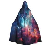 DUWAA Galaxy Cloud Print 59inch Carnival Cape, Unisex Adult Hooded Cloak For Halloween Witch Vampire Wizard Cosplay