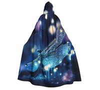 DUWAA Galaxy Dragonfly print Halloween Hooded Robe Cloak for Adult Men Women Wizard Vampire Knight Fancy Cool Cape Costume
