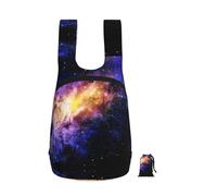 DUWAA Galaxy In The Universe Print Portable Daypack, Foldable Lightweight Storage Shoulder Backpack Bag For Travel Hicking Outdoor