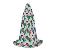 DUWAA Gambia Flag Map With White Star Print Medieval Cloak Wizard Robe Cloak With Hood Renaissance Cape Halloween Costume Cosplay Prop