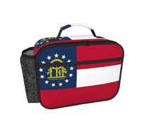 DUWAA Georgia State Flag Print 3 Layer Compact Insulated Lunch Bag, Portable Lunch Box with Mesh Pocket for Adult