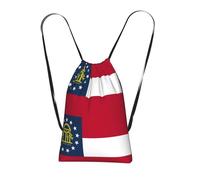 DUWAA Georgia State Flag Print Drawstring Backpack Foldable String Bag Cinch Bag Beach Bag Travel Backpack Anti Tear Gym Bag