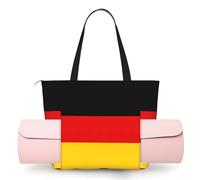 DUWAA German Flag Print Large Work Tote Bag with Yoga Mat Holder, Large Size Pocket Everyday Bag for Yoga Gym