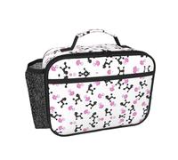 DUWAA Girly Pink Perfume Bottle and Poodle Print 3 Layer Compact Insulated Lunch Bag, Portable Lunch Box with Mesh Pocket for Adult