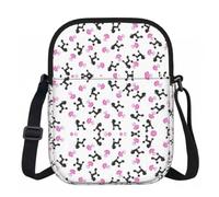 DUWAA Girly Pink Perfume Bottle And Poodle Print Adjustable Strap Oxford Sling Bag, Small Water-Resistant Crossbody Purse For Travel