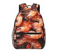 DUWAA Glutton Shrimps Print Rucksack Bag For Men Women High-Capacity Vacuum Backpack Multi-Layer Design Travel Backpack