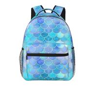 DUWAA Gold Mermaid Scale Print Rucksack Bag For Men Women High-Capacity Vacuum Backpack Multi-Layer Design Travel Backpack