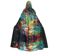 DUWAA Graffiti Colorful Brick print Cloak With Hood Unisex Medieval Cloak Wizard Robe Renaissance Cape Halloween Costume Cosplay