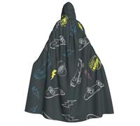 DUWAA Graffiti Skateboard print Cloak With Hood Unisex Medieval Cloak Wizard Robe Renaissance Cape Halloween Costume Cosplay