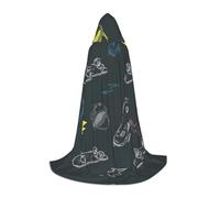 DUWAA Graffiti Skateboard Print Halloween Hooded Cloak Cape Medieval Style For Christmas Party, Cosplay Masquerade Costumes