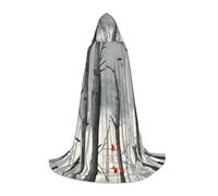DUWAA Gray Woods And Birds Print Halloween Costume Clothes Halloween Medieval Costume Cape For Women Men Renaissance Hooded Cloak