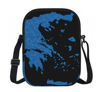 DUWAA Greece Map Pattern Print Print Oxford Crossbody Sling Bag, Water-Resistant Adjustable Purse For Women Travel Daily Use