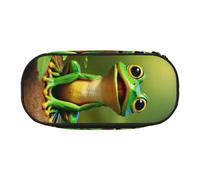 DUWAA Green Frog print Functional Stationery Pouch Portable Pencil Bags Pencil case, Lightweight Pencil Pouch