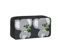 DUWAA Green Leaf Koala Print Large Capacity Zipper Pencil Case for School Office College, Big Capacity Pencil Bag Holder Adult