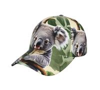DUWAA Green Leaf Koala Print Men's Baseball Caps, Adjustable Trucker Hat, Womens Ponytail Hat, Sport Baseball Cap