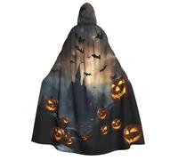 DUWAA Halloween Flying Bats 3 print Hooded Robe Halloween Cosplay Costume Robe Cloak Cape Wizard Raven Cosplay Costume