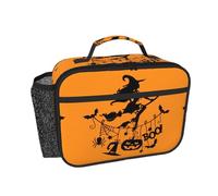 DUWAA Halloween Witch Flying Print 3 Layer Compact Insulated Lunch Bag, Portable Lunch Box with Mesh Pocket for Adult