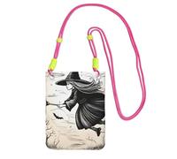 DUWAA Halloween Witch Flying Print Small Crossbody Bags For Women Trendy, Phone Purse With Adjustable Strap,For Hiking Travel, Fuchusia, One Size