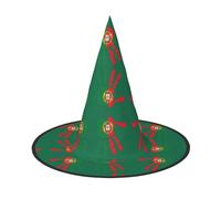 DUWAA Handprint Over Portugal Flag Print Print Halloween Hanging Witch Hats Costume Accessories, Decorations For Home, Yard, Porch-3pcs