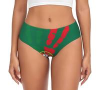 DUWAA Handprint Over Portugal Flag Print Women'S Briefs, Full Coverage Soft Underwear, Stretch Panties For Women, Seamless Brief Black