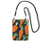 DUWAA Happy Carrot Seamless Pattern Print Small Crossbody Bags For Women Trendy, Phone Purse With Adjustable Strap,For Hiking Travel, Black, One Size
