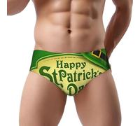 DUWAA Happy St. Patrick'S Day Print Men'S Briefs Comfort Soft Essentials Underwear With Contour Pouch Breathable Underpants Black