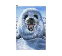 DUWAA Harp Seal Painting Wallpaper Print Golf Towel,Waffle Microfiber Cleaning Towel With Carabiner Clip, Kitchen Clean Towels