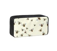 DUWAA Honey Bee. Print Large Capacity Zipper Pencil Case for School Office College, Big Capacity Pencil Bag Holder Adult