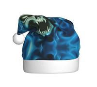 DUWAA Horror Ghost Skull Print Christmas Hat, Fun Plush Adult Santa Hat, Novelty Holiday Headwear For New Year Festive Party