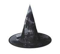 DUWAA Horror Ghost Skull Print Witch Hat, Wizard Hat Cosplay Accessories For Halloween Costume Party Masquerade Carnivals-3pcs