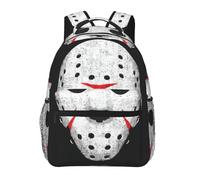 DUWAA Horror Skull Print Shoulder Bag With 1 Large, 1 Front And 2 Side Pockets, Adults Water-Resistant Bookbag Backpack